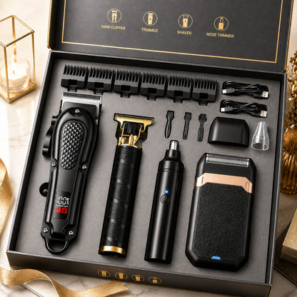 LCD Display Rechargeable Men Electric Grooming Kit Portable Travel Gift for Him