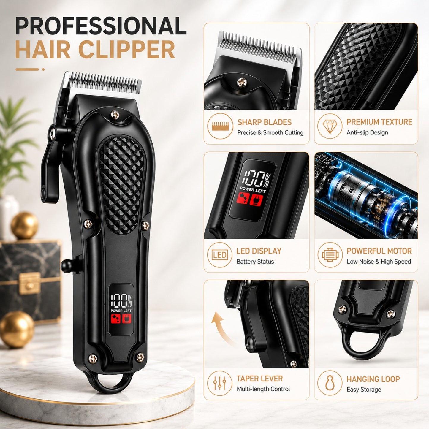 LCD Display Rechargeable Men Electric Grooming Kit Portable Travel Gift for Him
