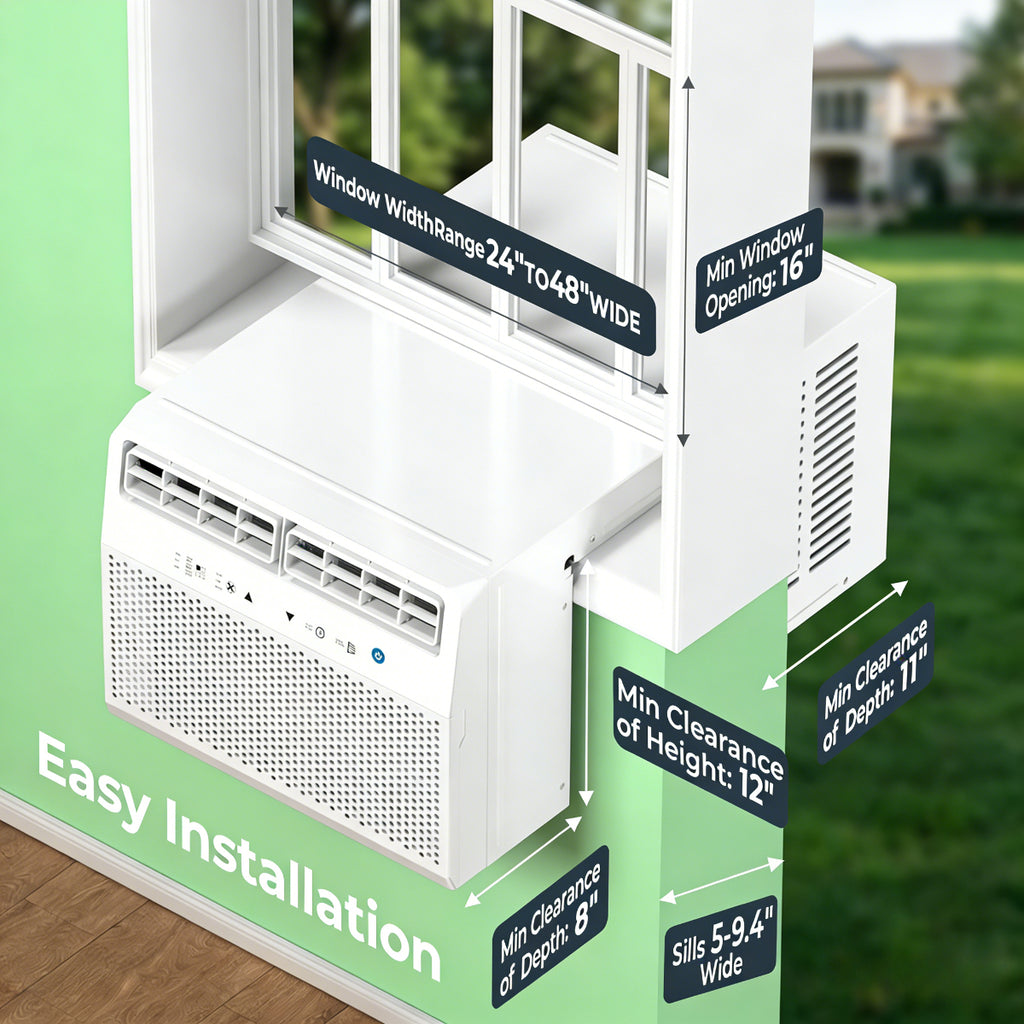 10000 BTU 3-in-1 Window AC Cooling Dehumidifier with Timer Easy Install