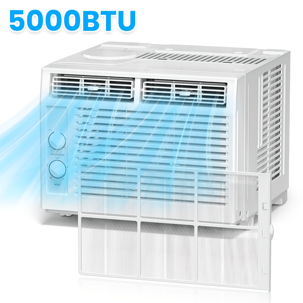 10000 BTU 3-in-1 Window AC Cooling Dehumidifier with Timer Easy Install