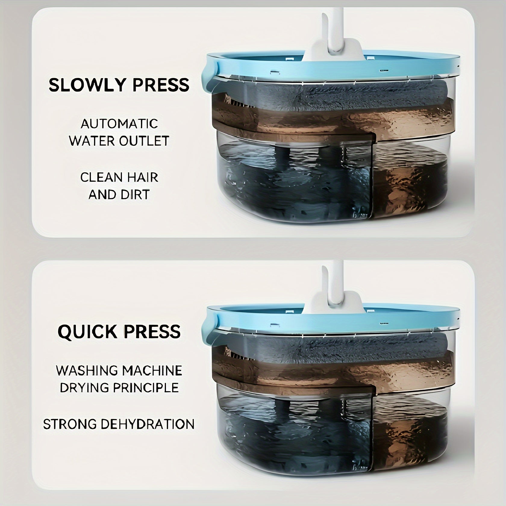 Wet Dry Spin Mop Set with 2 Microfiber Mop Pads