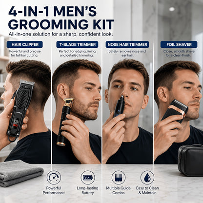LCD Display Rechargeable Men Electric Grooming Kit Portable Travel Gift for Him