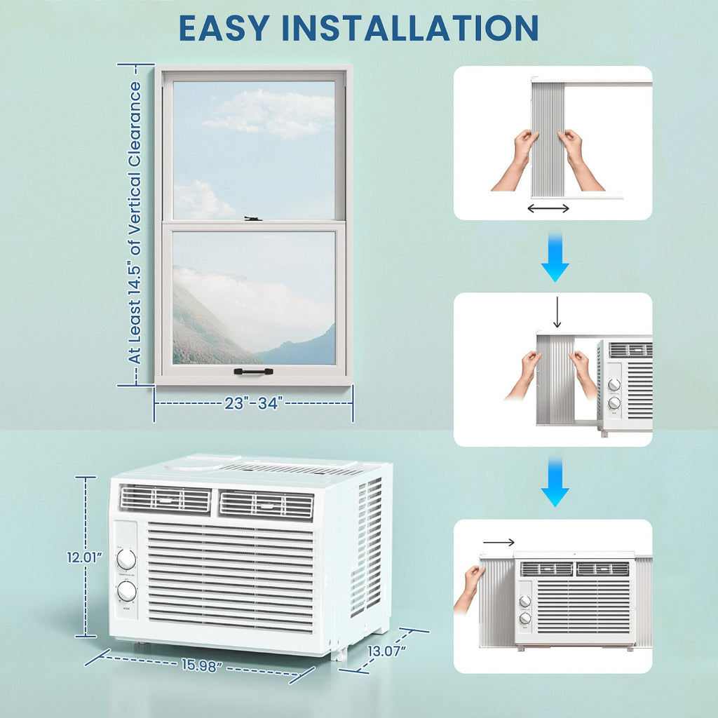 10000 BTU 3-in-1 Window AC Cooling Dehumidifier with Timer Easy Install