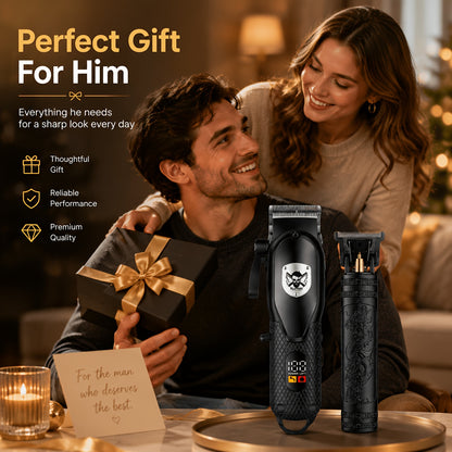 LCD Display Rechargeable Men Electric Grooming Kit Portable Travel Gift for Him