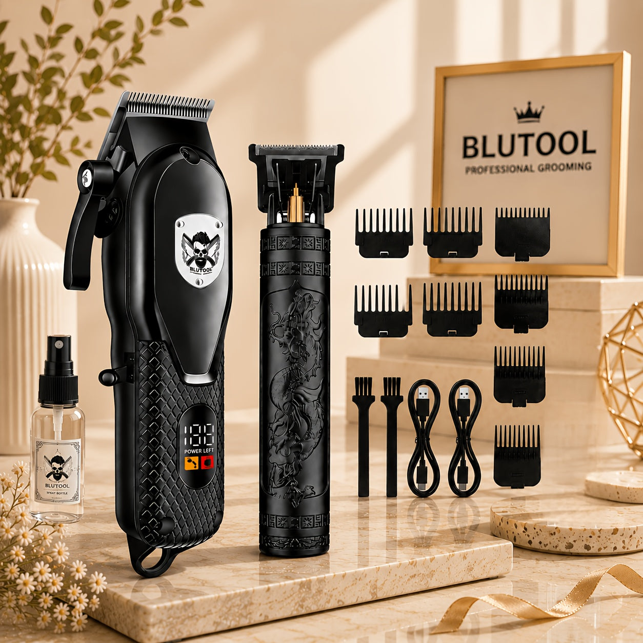 LCD Display Rechargeable Men Electric Grooming Kit Portable Travel Gift for Him
