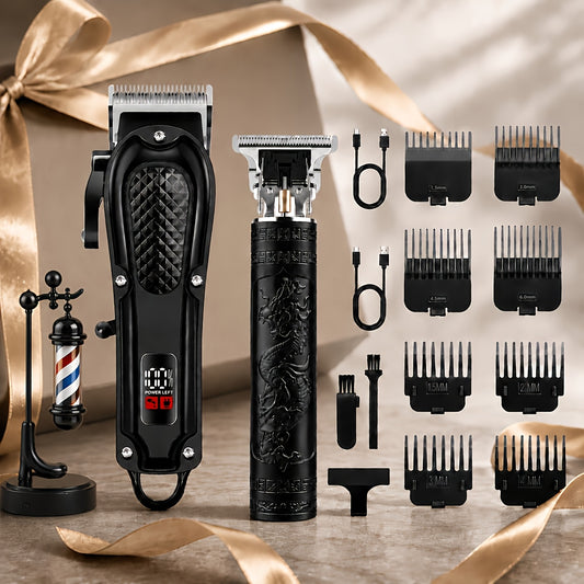LCD Display Rechargeable Men Electric Grooming Kit Portable Travel Gift for Him