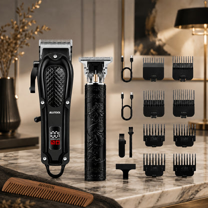 LCD Display Rechargeable Men Electric Grooming Kit Portable Travel Gift for Him